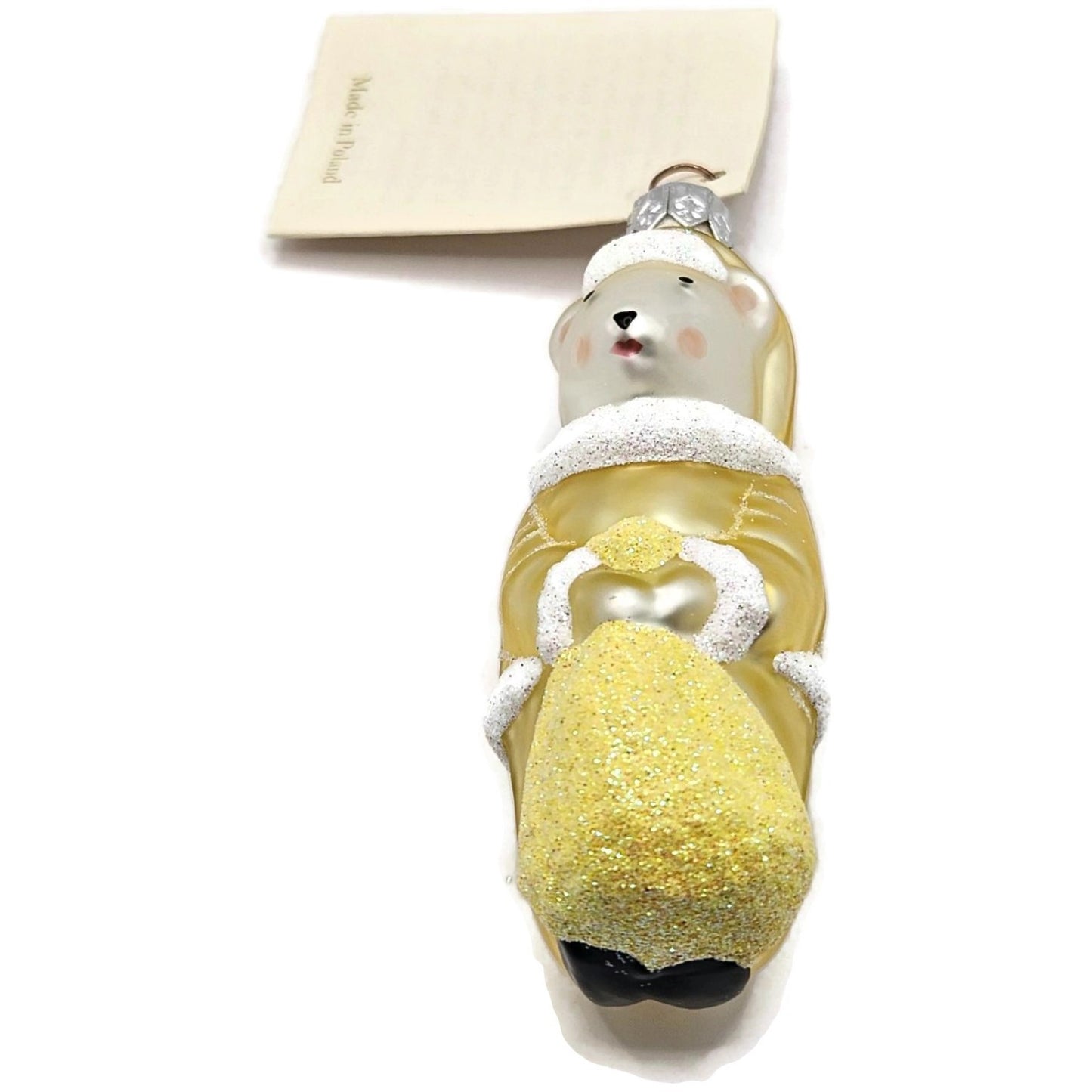 Patricia Breen Festive Mouse Yellow Hand Blown Glass Christmas Tree Ornament