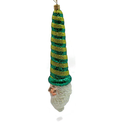 Patricia Breen Ornament Sucre Santa Green Yellow Striped Christmas Holiday Tree