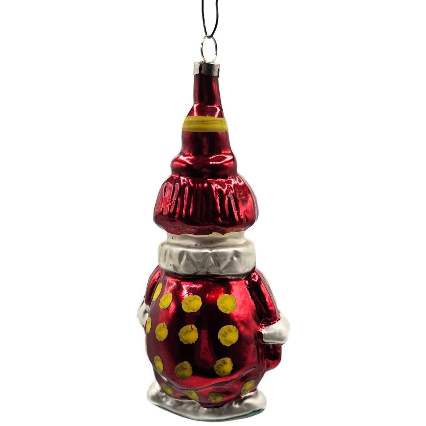 Red Clown Yellow Polka Dot Mercury Glass Christmas Tree Ornament Czechoslovakia