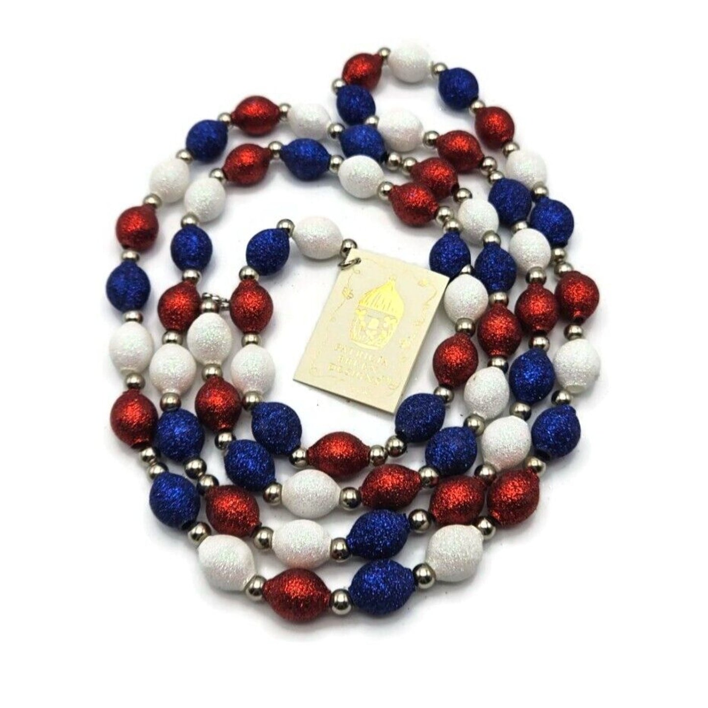 Patricia Breen Garland 2 Decorate Red White Blue Patriotic Christmas Bead Decor