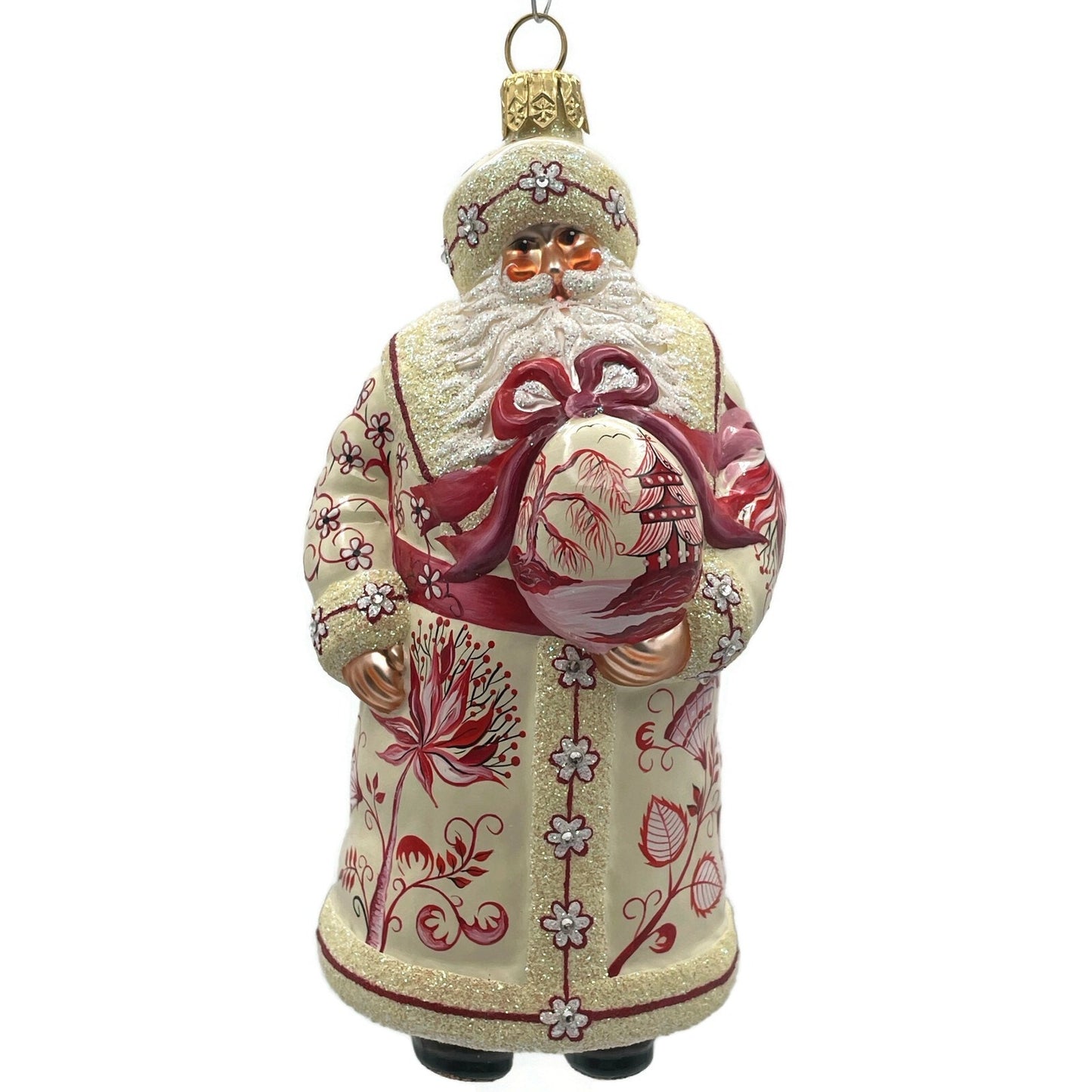 Patricia Breen Splendid Santa Chinoiserie Red Christmas Holiday Tree Ornament