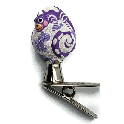 Patricia Breen Ultra Miniature Chameleon Cow Violet Clip On Christmas Ornament