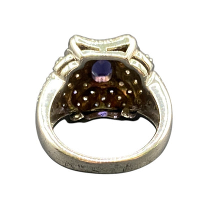 925 Sterling Silver Prong Set Tanzanite Gemstone Ring Made in Thailand Size 8