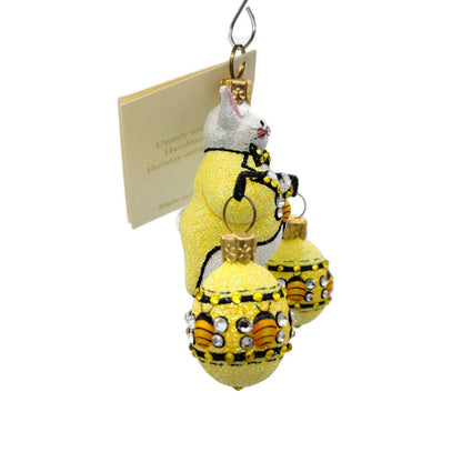 Patricia Breen Bunny Balance Bees Yellow Spring Glittered Holiday Ornament