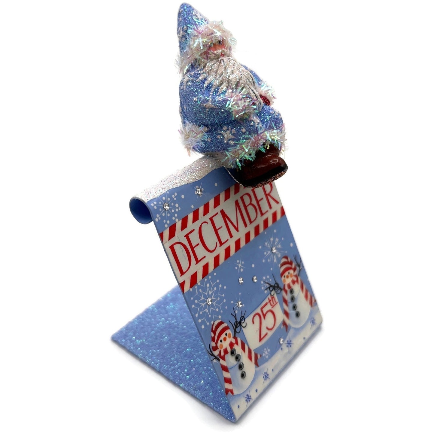 Patricia Breen Christmas Is Here Snowmen Duo Santa Blue Free Standing Ornament