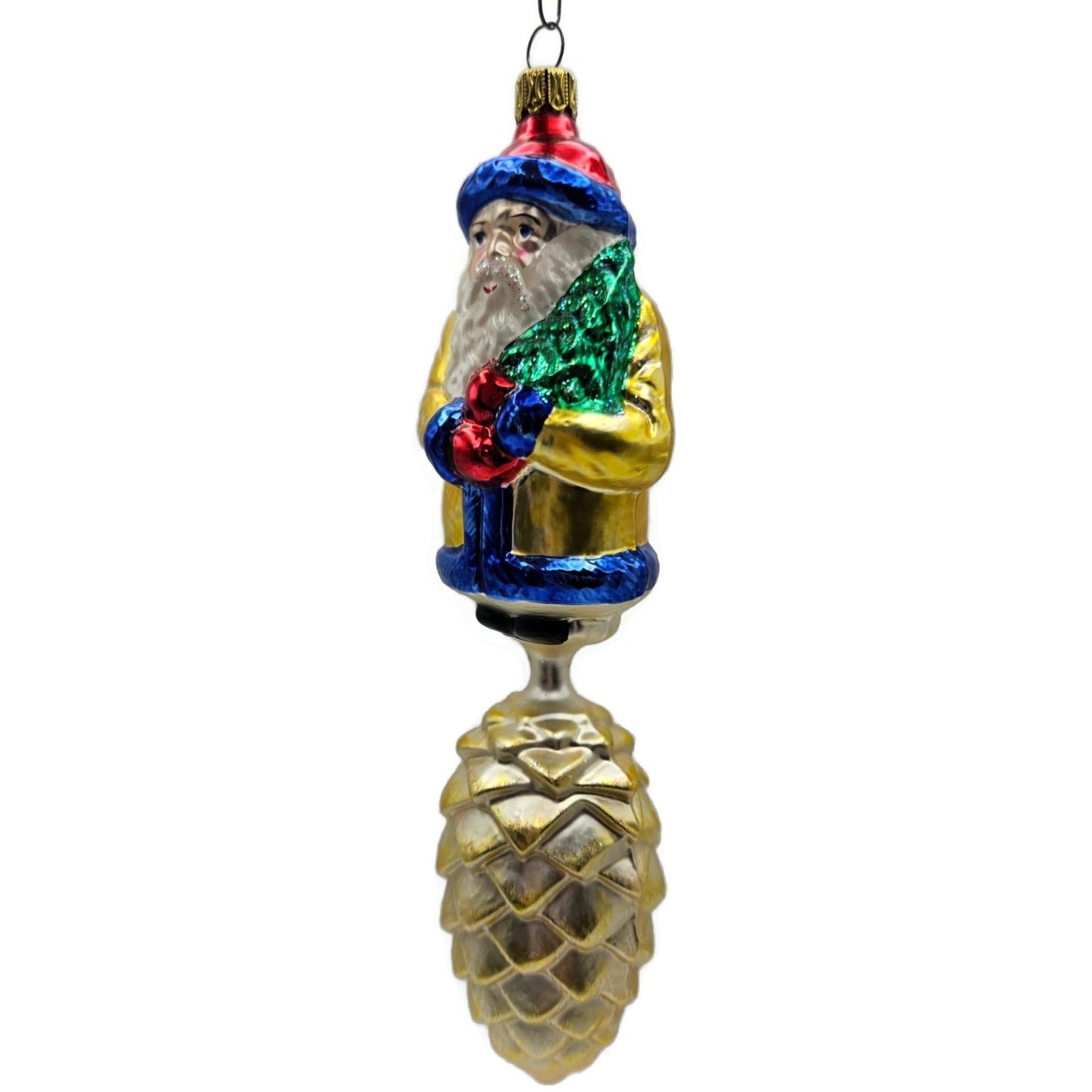 Christopher Radko Pine Cone Santa Bavarian Drop Christmas Tree Ornament 93-142-0