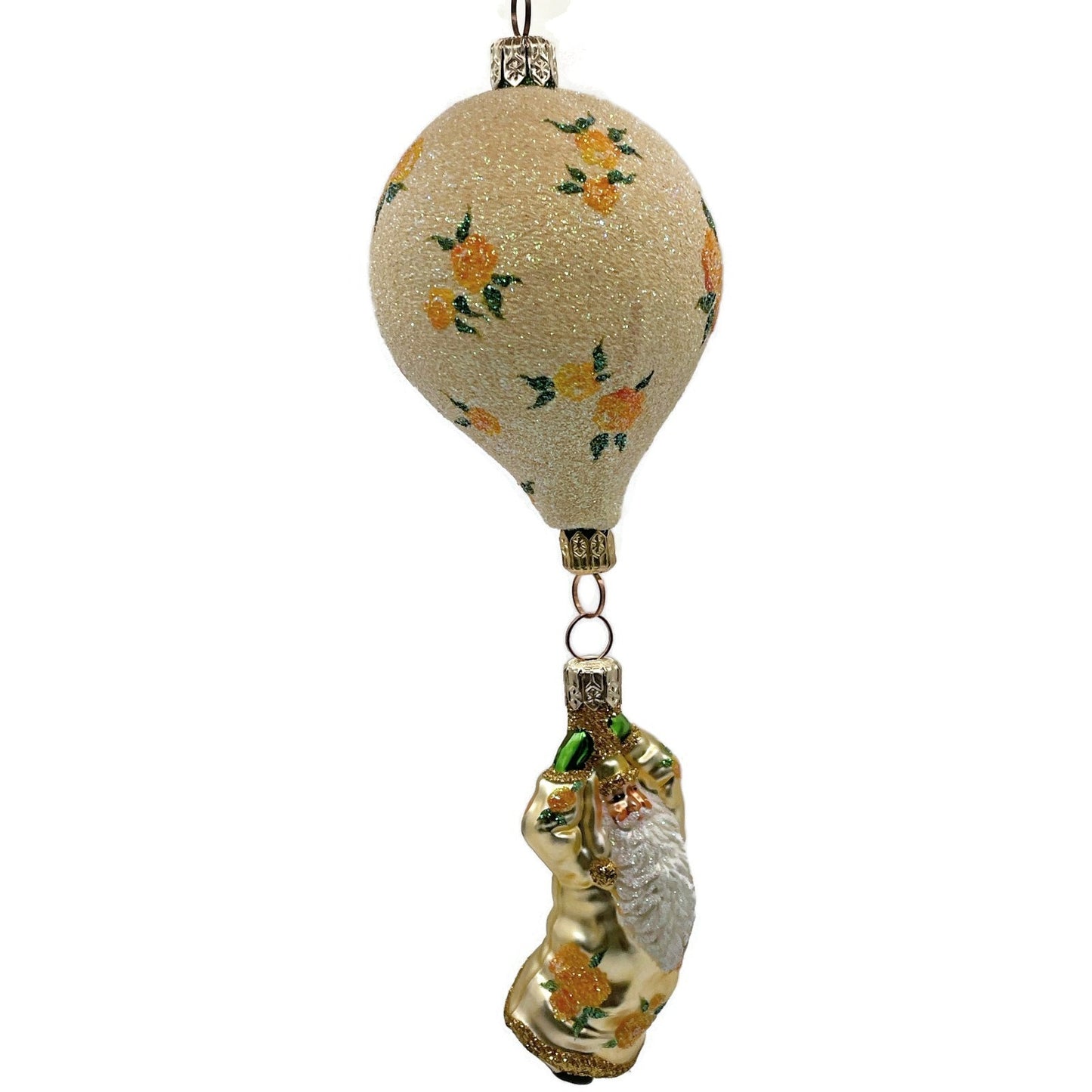 Patricia Breen Into the Blue Santa Claus Yellow Roses Spring Christmas Ornament