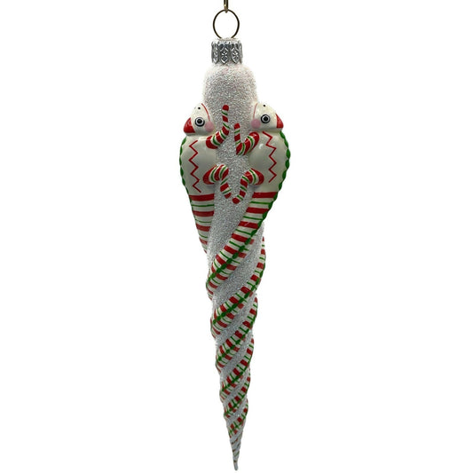 Patricia Breen Ornament Chameleon Icicle Red White Green Stripes Christmas Tree
