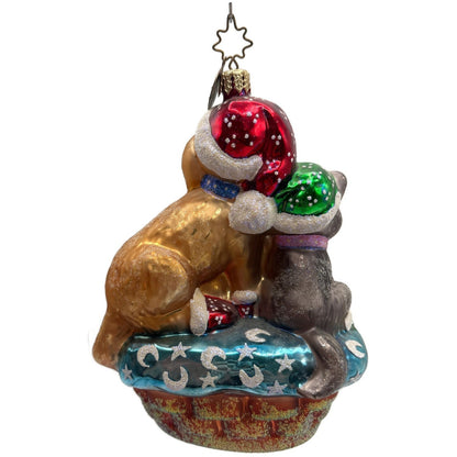 Christopher Radko Festive Furry Friends Dog Cat Christmas Tree Ornament 02-SP-95