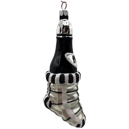 Patricia Breen Festive Stocking Black Silver Striped Christmas Tree Ornament NM
