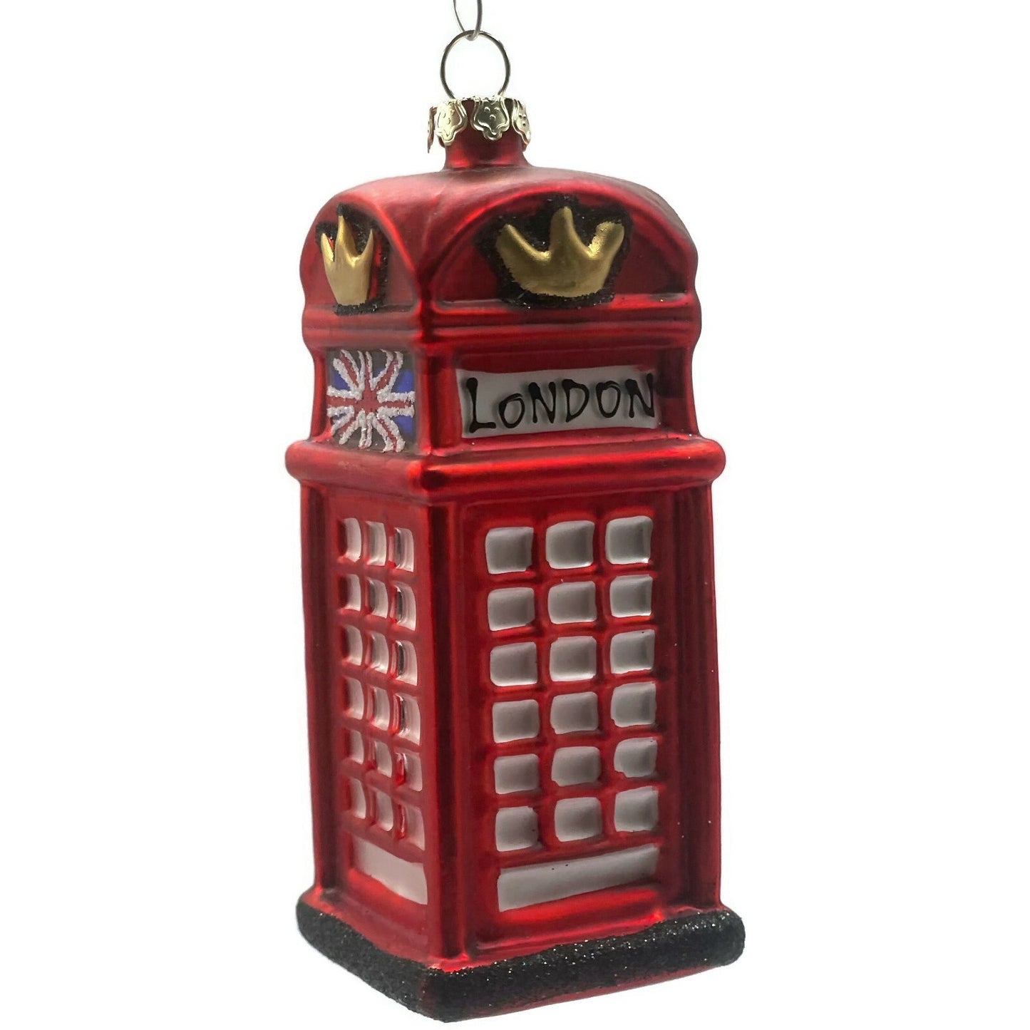 London England Telephone Booth Red Blown Glass Christmas Tree Decor Ornament