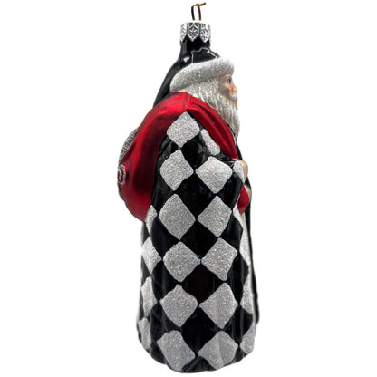 Patricia Breen Saint Louis Santa Black White Diamond Christmas Tree Ornament