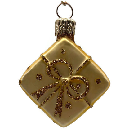 Patricia Breen Beribboned Present Gold Polka Dots Gift Christmas Tree Ornament