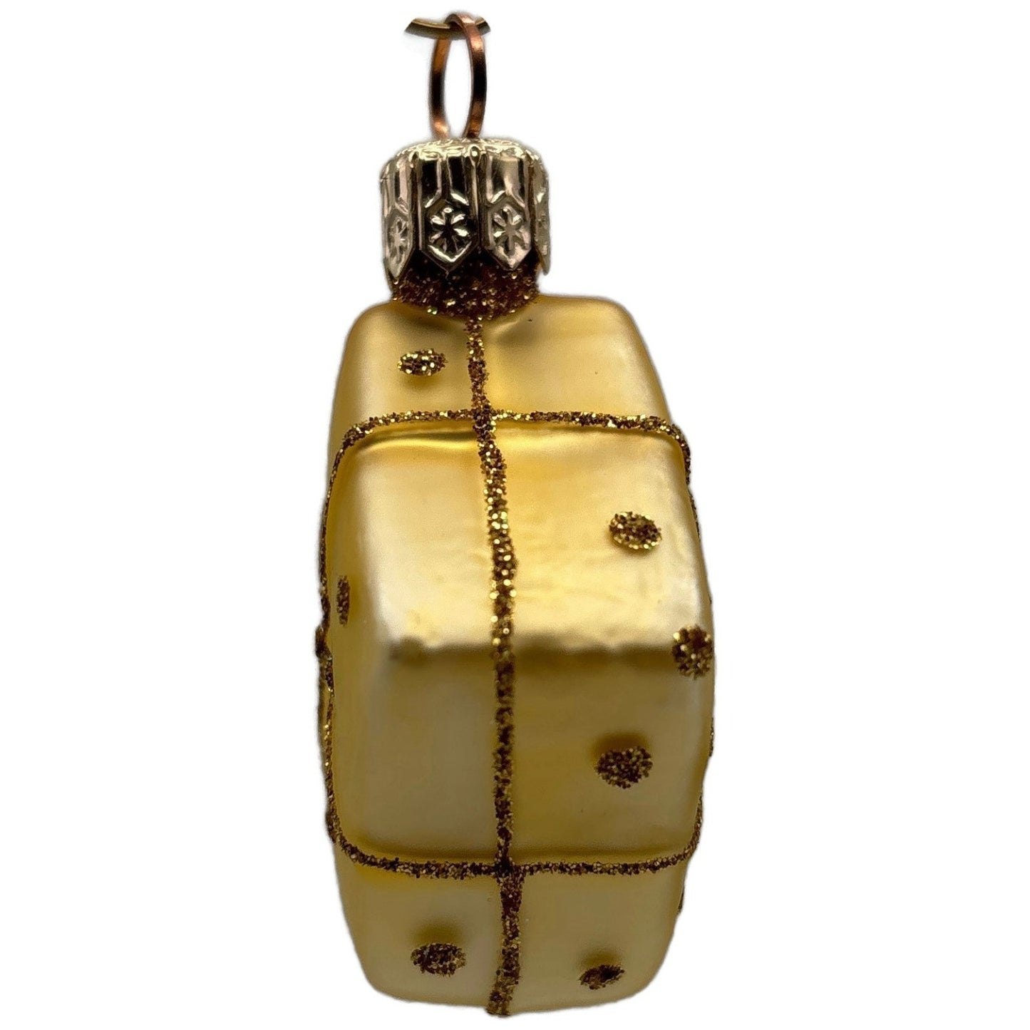 Patricia Breen Beribboned Present Gold Polka Dots Gift Christmas Tree Ornament