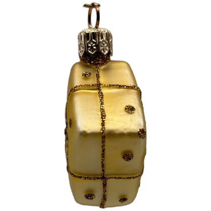 Patricia Breen Beribboned Present Gold Polka Dots Gift Christmas Tree Ornament