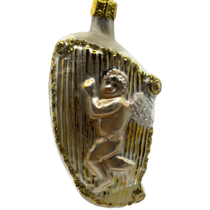 Christopher Radko Angel On Harp Gold Glass Christmas Tree Ornament 90-046-0