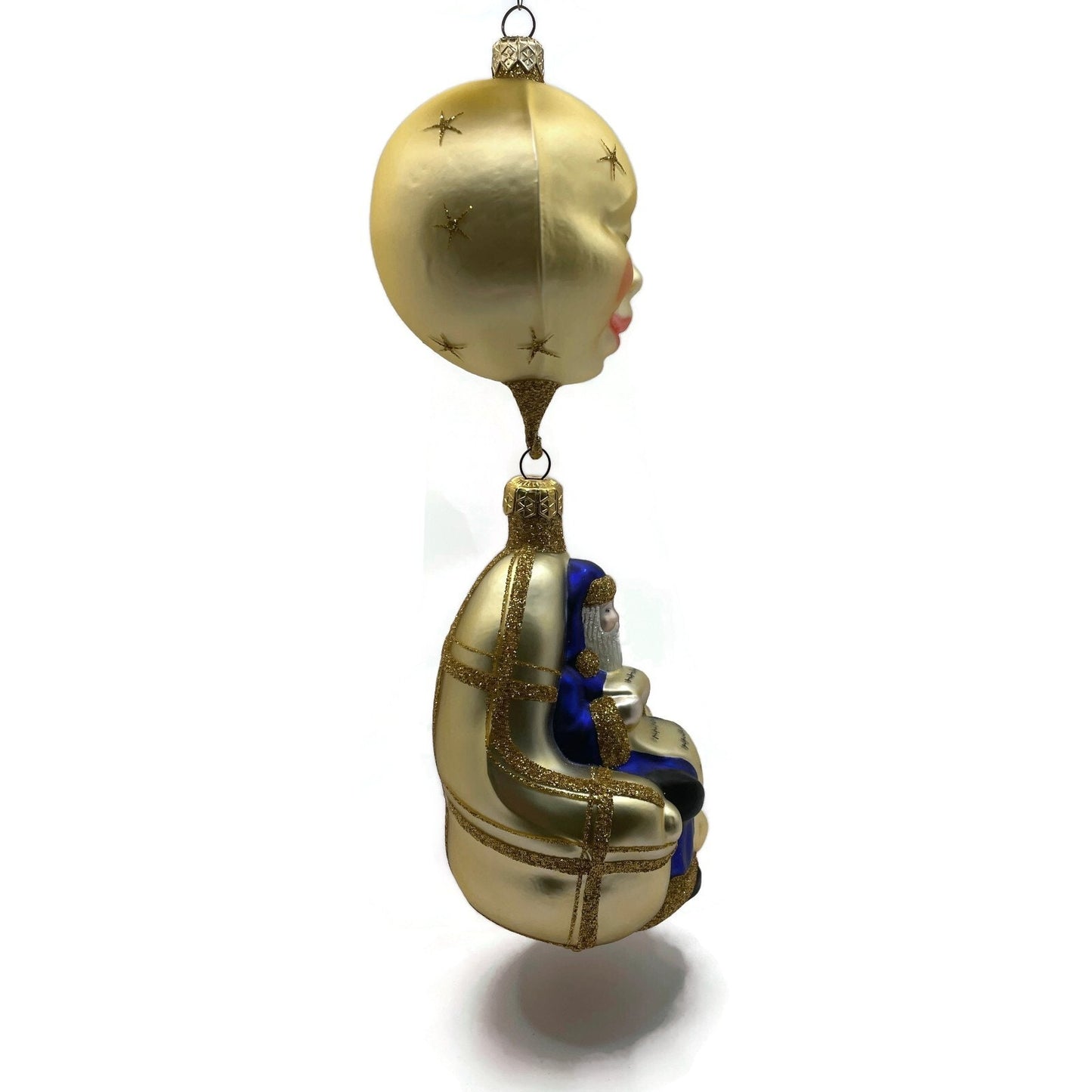 Patricia Breen Checking His List Gold Santa Blue Coat Christmas Ornament 9806