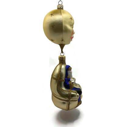 Patricia Breen Checking His List Gold Santa Blue Coat Christmas Ornament 9806