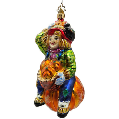 Christopher Radko Pumpkin Patch Pal Plaid Scarecrow Halloween Christmas Ornament
