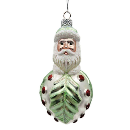 Patricia Breen Hollyberry Santa Pearl Matte Light Green Christmas Tree Ornament
