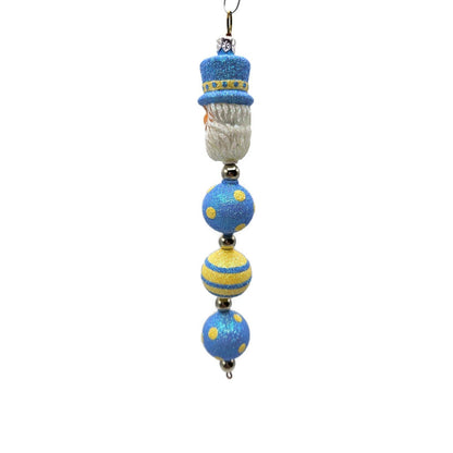Patricia Breen Kinetic Icicle Blue Yellow Polka Dot Santa Easter Ornament 2326