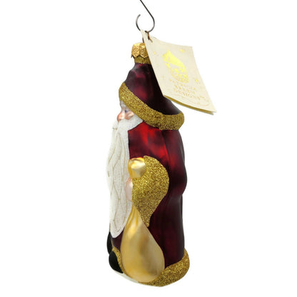 Patricia Breen Woodland Santa Bordeaux Red Christmas Tree Holiday Ornament