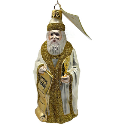 Patricia Breen Making His List Pearl Gold Santa Claus Christmas Tree Ornament