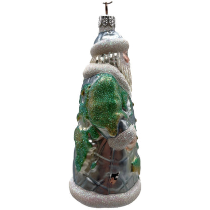 Patricia Breen Global Santa Glittered Continents Blue Green Christmas Ornament