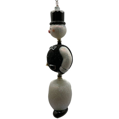 Patricia Breen Kinetic Snowman Black Hat Pearl Christmas Tree Ornament
