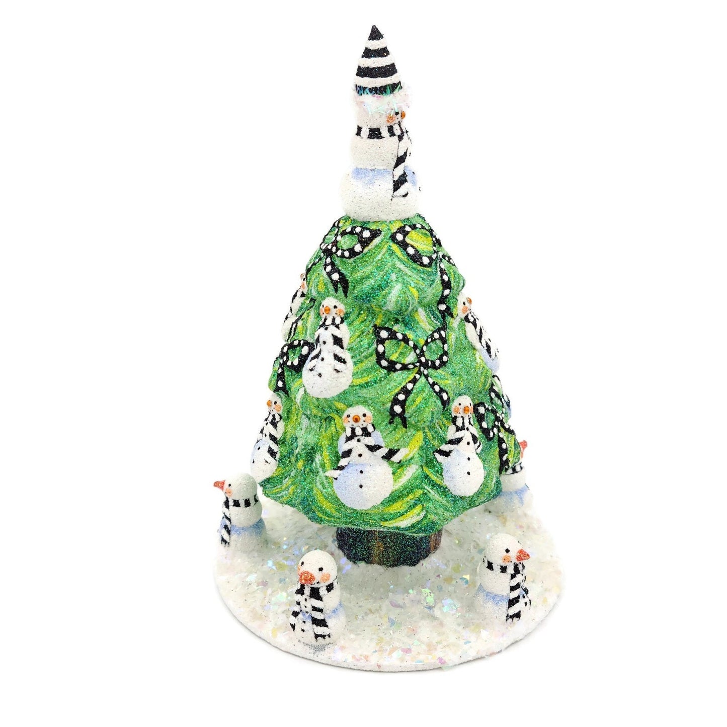 Patricia Breen Snowman Topiary Black White Free Standing Christmas Ornament