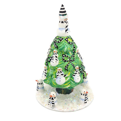 Patricia Breen Snowman Topiary Black White Free Standing Christmas Ornament