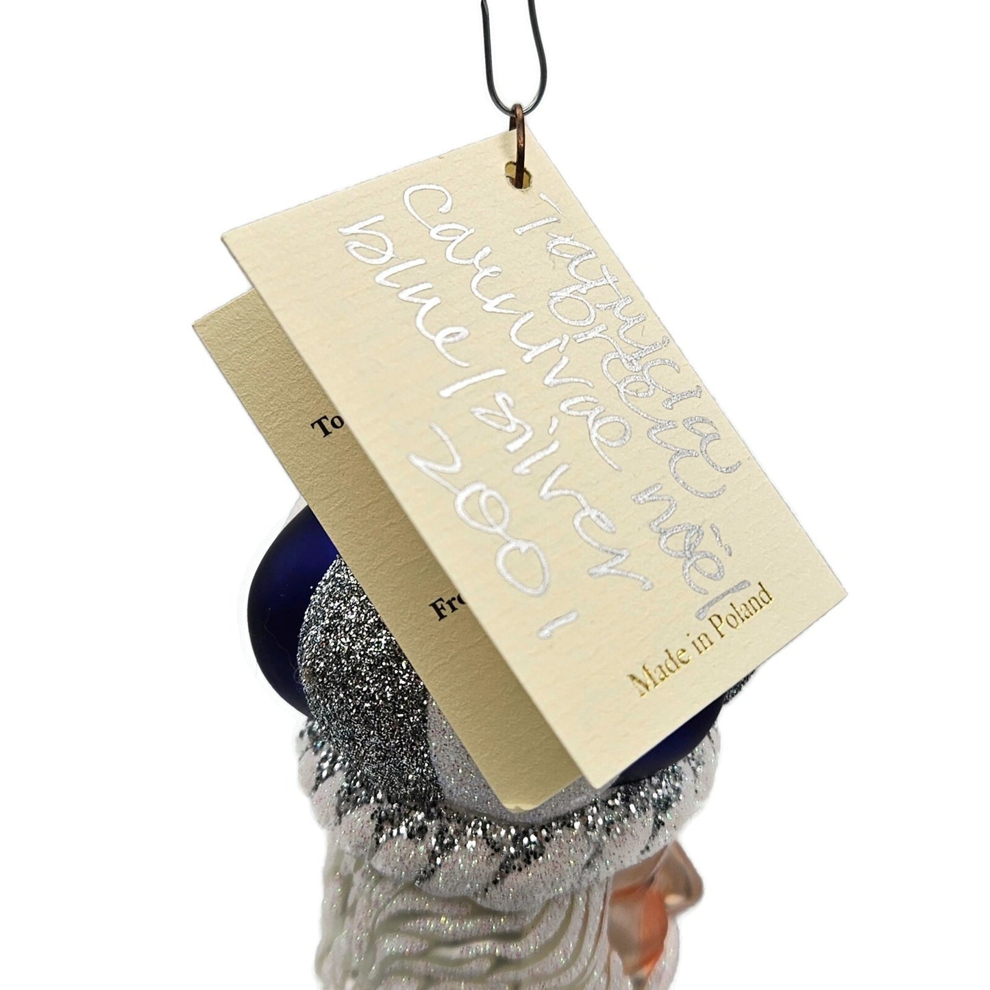 Patricia Breen Carnival Noel Blue Silver Santa Claus CO Christmas Tree Ornament