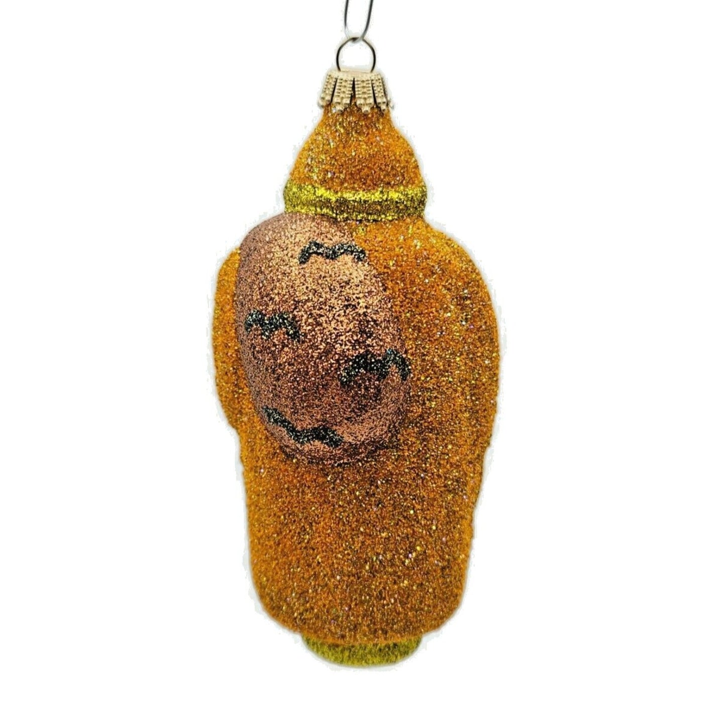 Larry Fraga Santa Claus Orange Black Bats Glittered Fall Christmas Tree Ornament