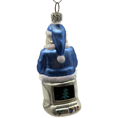 Patricia Breen Cyberspace Santa Sitting On Monitor Christmas Tree Ornament 9711
