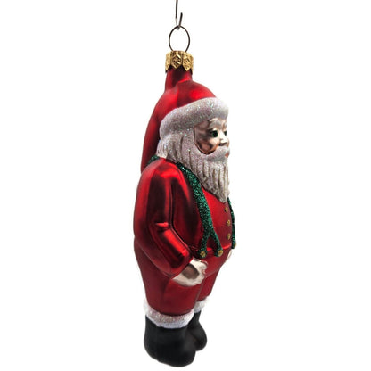 Patricia Breen Workshop Santa Red Green Glittered Suspenders Christmas Ornament