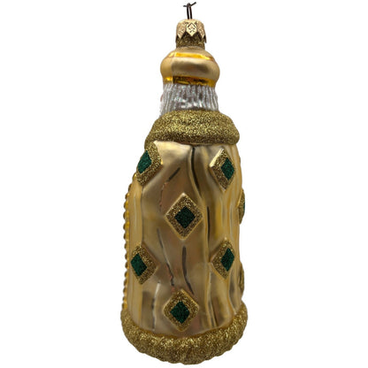 Patricia Breen Bijoux Santa Green Squares Gold Christmas Tree Ornament NM
