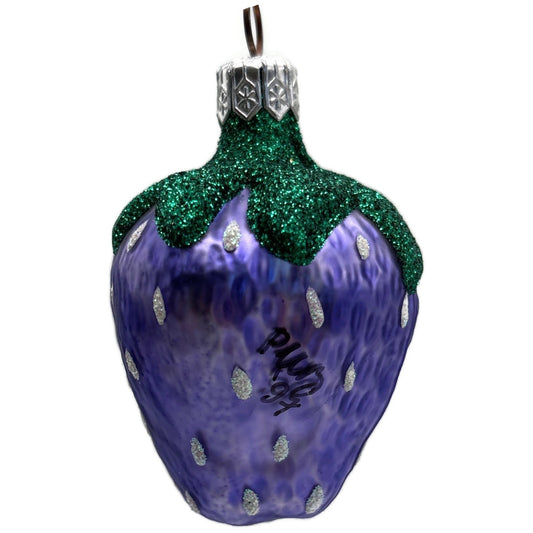 Patricia Breen Frosted Strawberry Purple Spring Christmas Ornament Signed CATZ