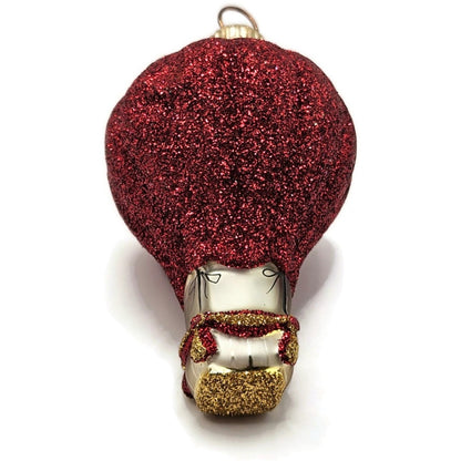 Patricia Breen Balloon Red Glittered Hand Blown Glass Christmas Tree Ornament