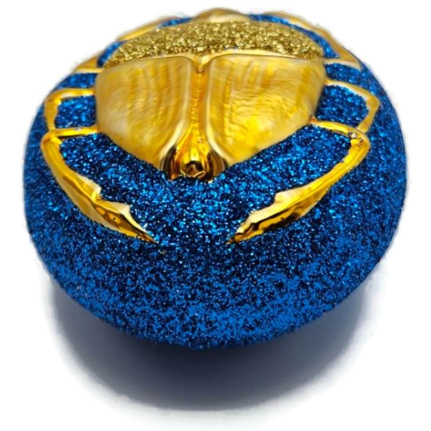 Patricia Breen Cleopatras Scarab Blue Gold Beetle Glass Christmas Ornament 9709