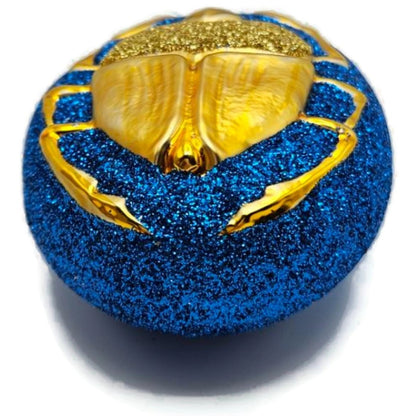Patricia Breen Cleopatras Scarab Blue Gold Beetle Glass Christmas Ornament 9709