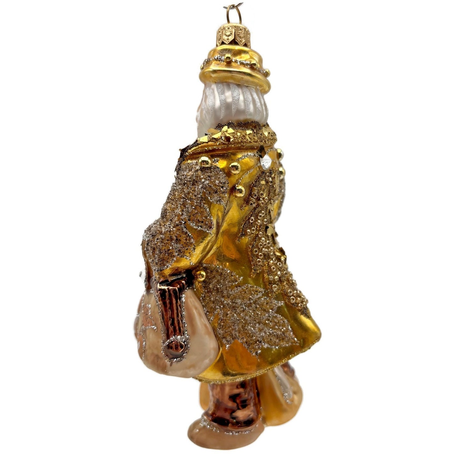 Heartfully Yours Old English Santa Claus Gold Jeweled Christmas Tree Ornament