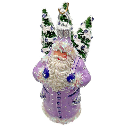 Patricia Breen Whose Woods Are These Lavender Santa Christmas Ornament CATZ