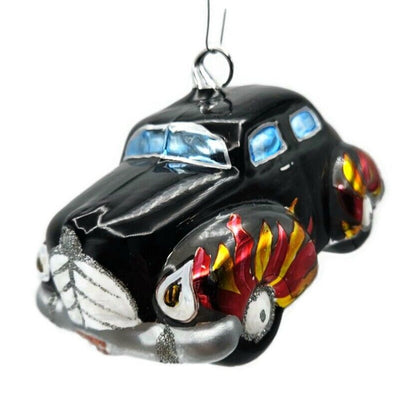 Christopher Radko Hot Wheels Black Hot Rod Car Christmas Tree Ornament 98-1420