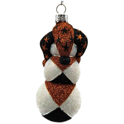 Patricia Breen Harlequin Snowman Orange Black Stars Halloween Ornament 2229