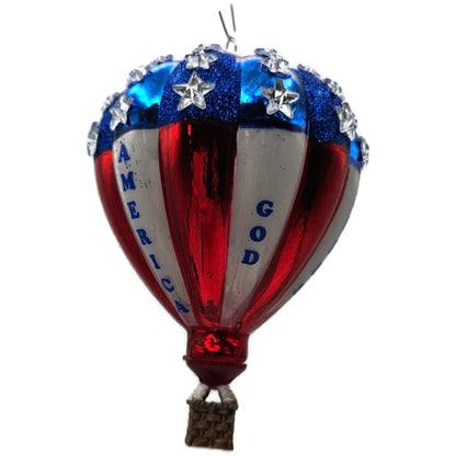 Patriotic Hot Air Balloon God Bless America Christmas Tree Ornament Kurt Adler