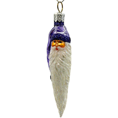 Patricia Breen Stocking Cap Santa Head Purple Stars Christmas Tree Ornament