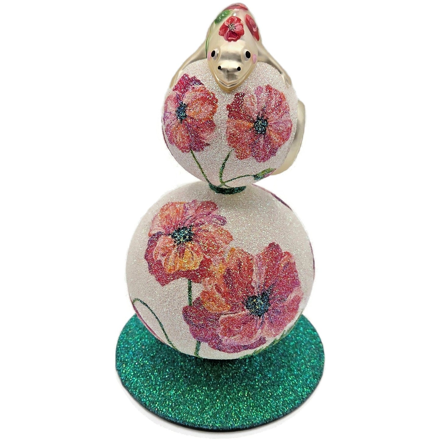 Patricia Breen Chameleon Cake Tree Topper Poppies Flowers Spring Glittered OOAK