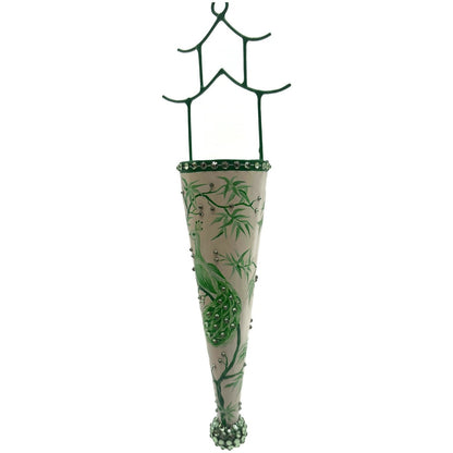 Patricia Breen Pagoda Cornucopia Peacock Chinoiserie Green Christmas Ornament