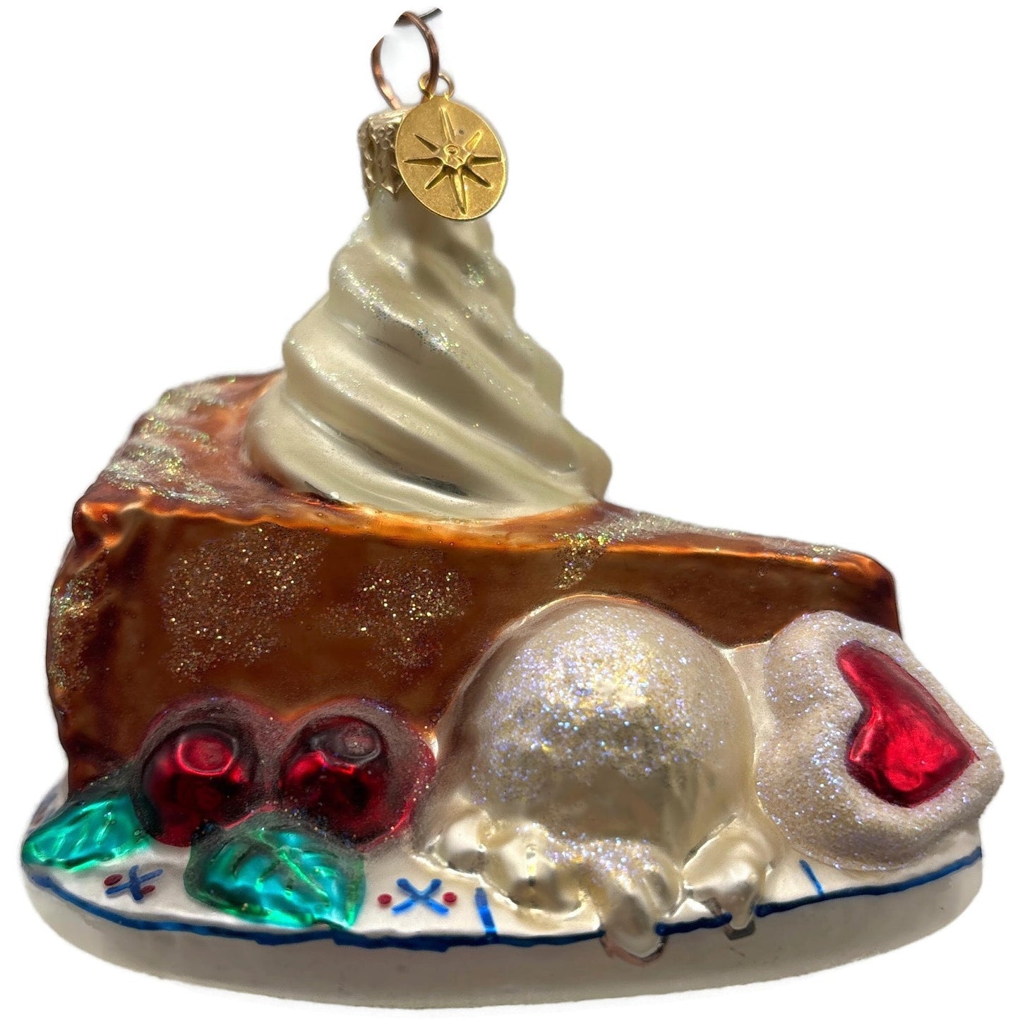Christopher Radko Grandma's Pie Slice Whipped Cream Christmas Ornament 01-0731-0