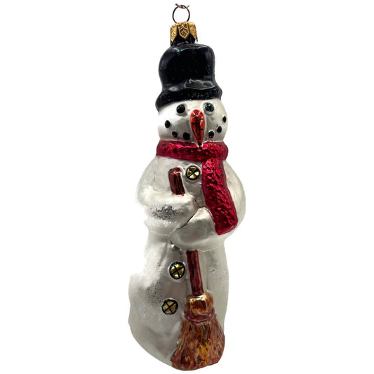 Christopher Radko Holly Jolly Snowman With Broom Christmas Ornament 97-252-0
